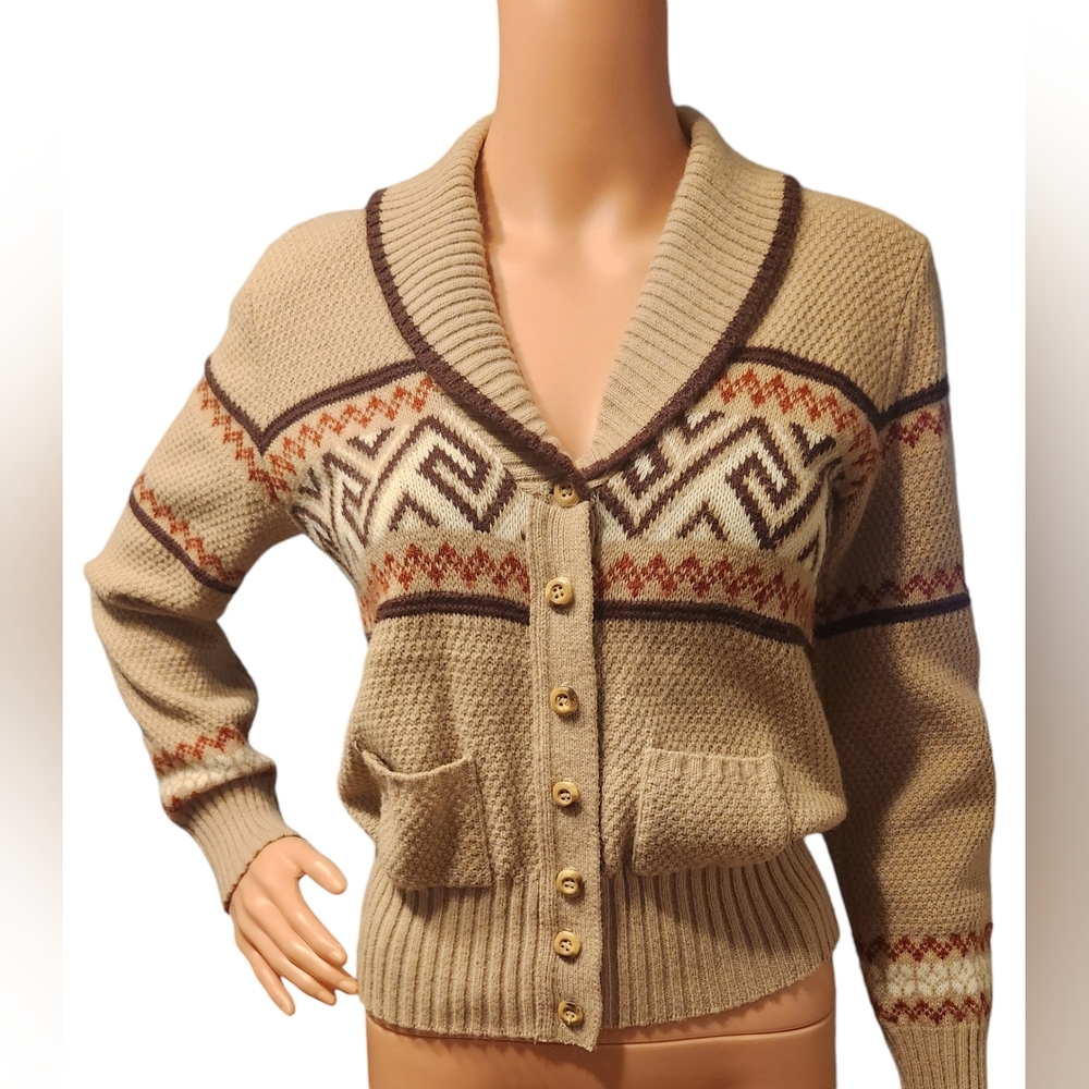 Vintage 1970s grandpa cardigan sweater Size S